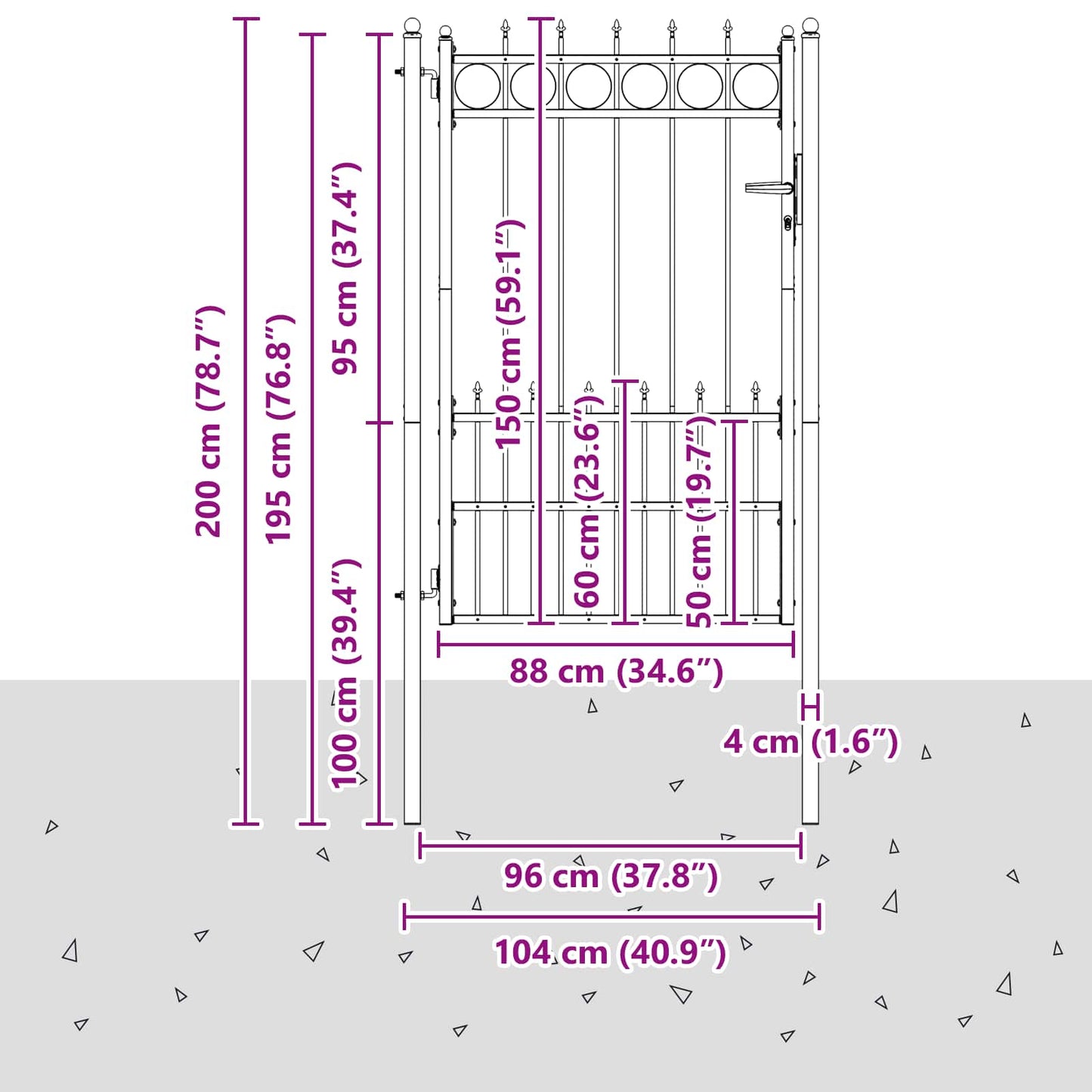 Fence Gate HORST Steel Black Lockable