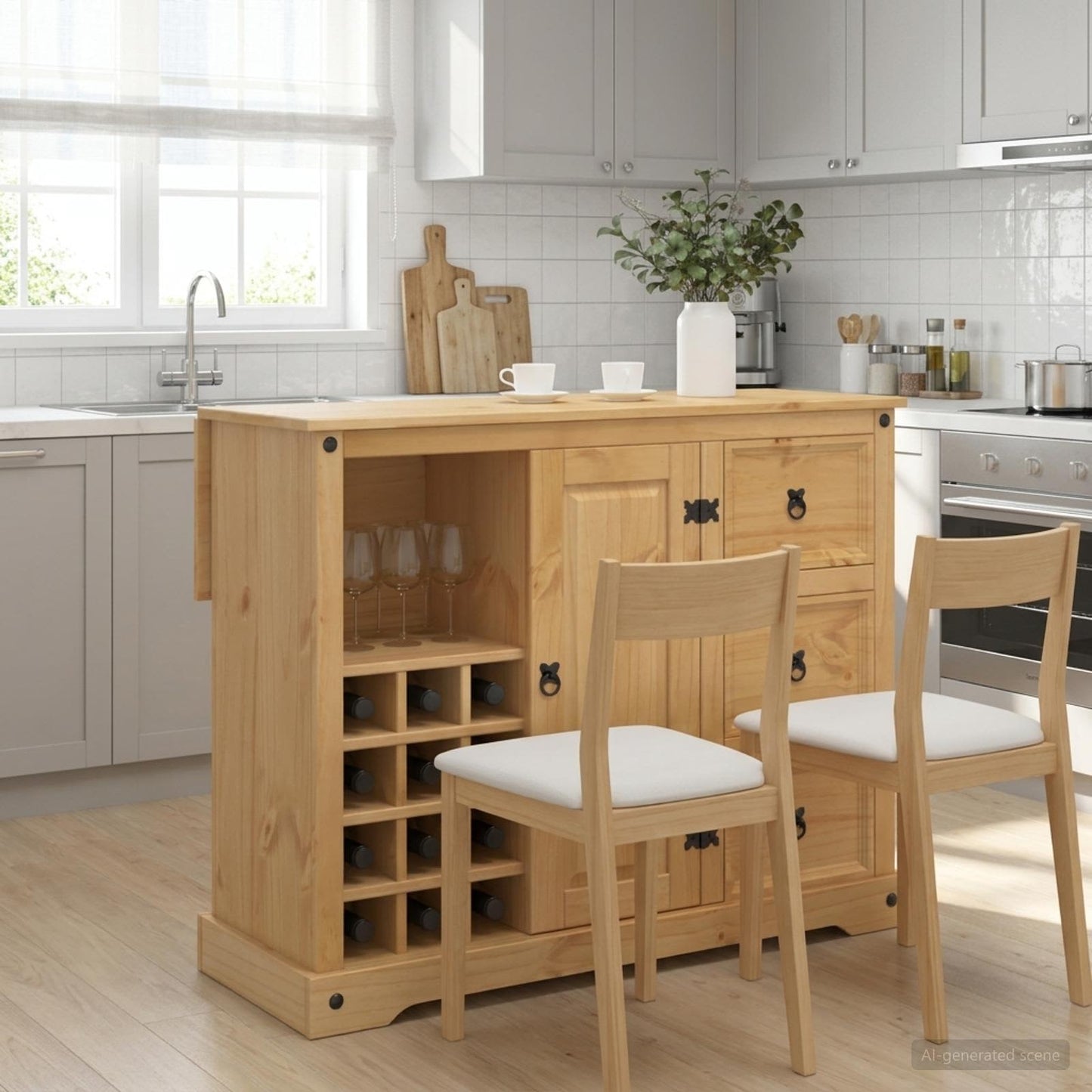 Kitchen Storage Honey Wax 112 x 70 x 91.5 cm Solid-Pine