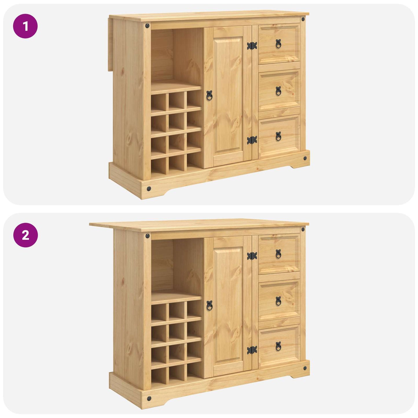 Kitchen Storage Honey Wax 112 x 70 x 91.5 cm Solid-Pine