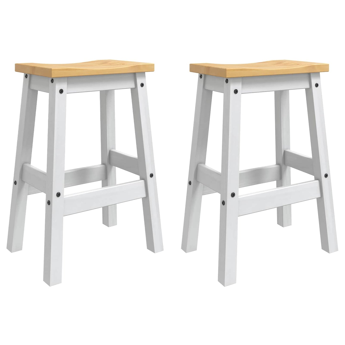 Bar Stool 2 pcs White and Honey Wax 44 x 30 x 63 cm Solid-Pine