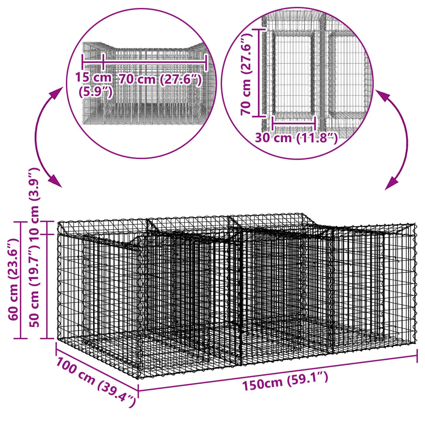 Gabion Raised Bed Silver
