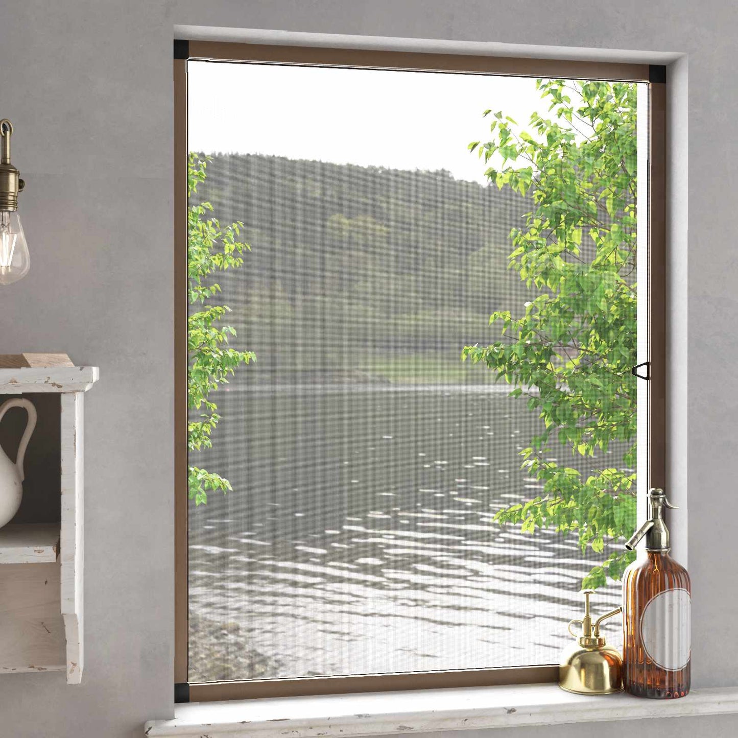 Insect Screen for Windows Brown 110 x 130 cm