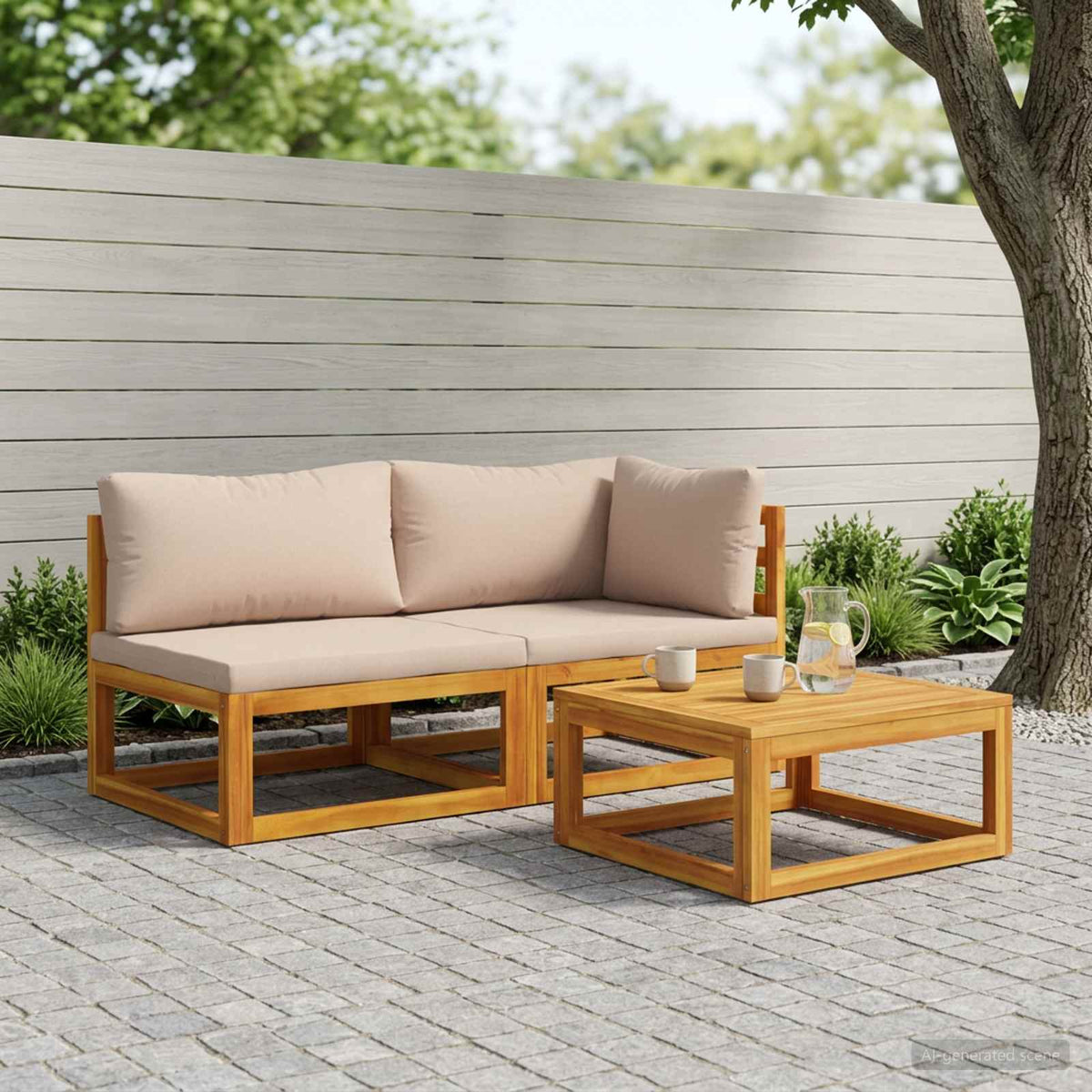 Sectional Sofa Set with Cushions 2 pcs 2-Seater