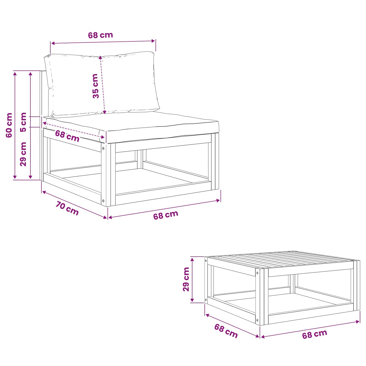 2 pcs Sectional Sofa Set with Cushions