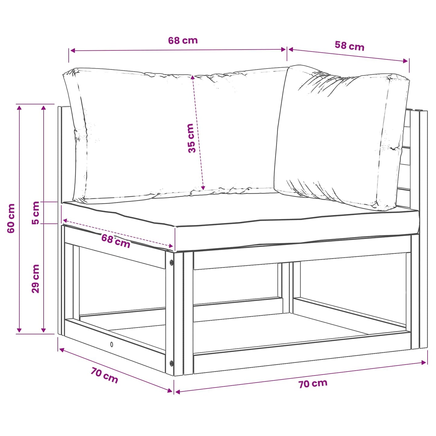 Sectional Corner Sofa with Cushions Natural