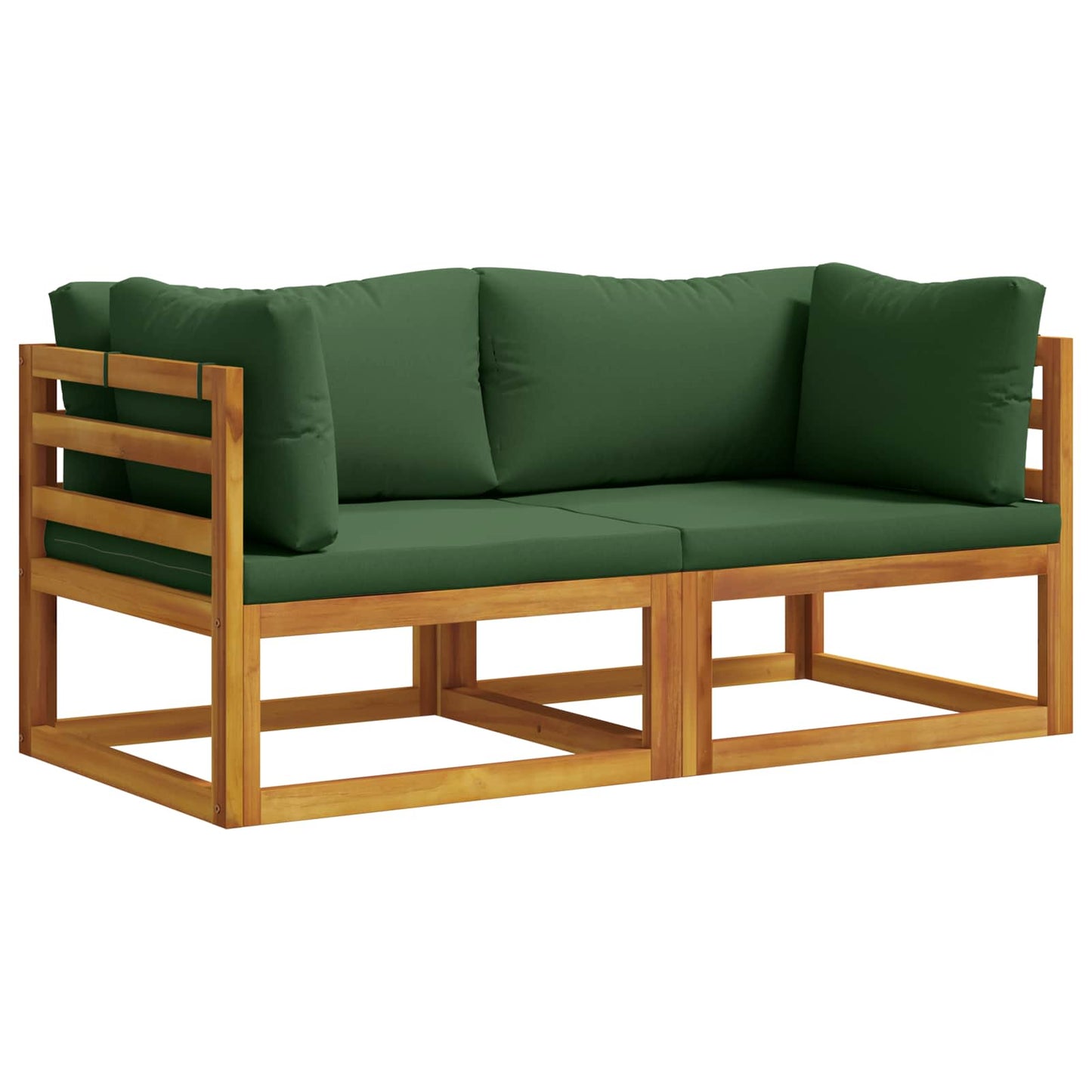 2 pcs Sectional Corner Sofa with Cushions Solid Acacia Wood