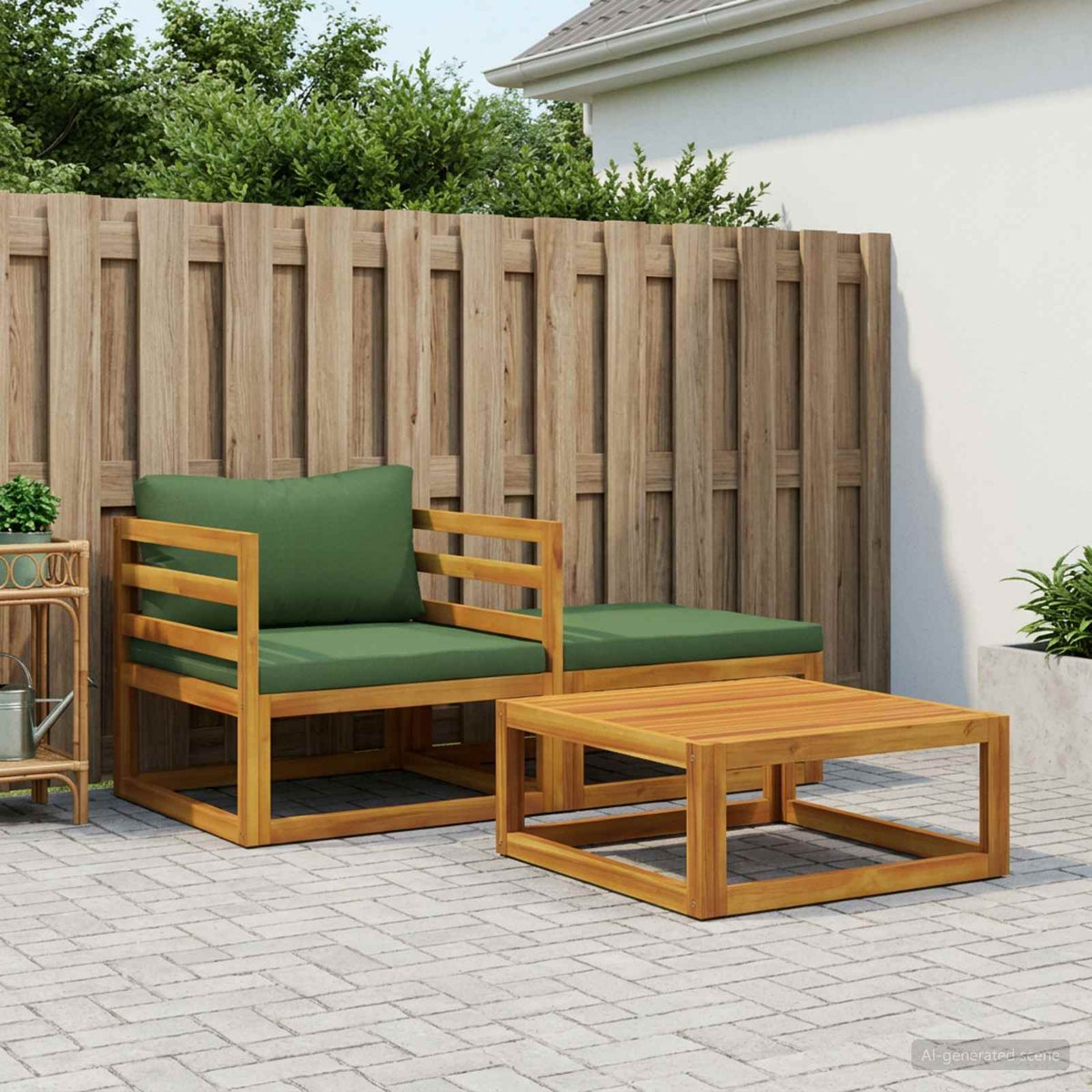 Sectional Sofa Set with Cushions 3 pcs 2-Seater