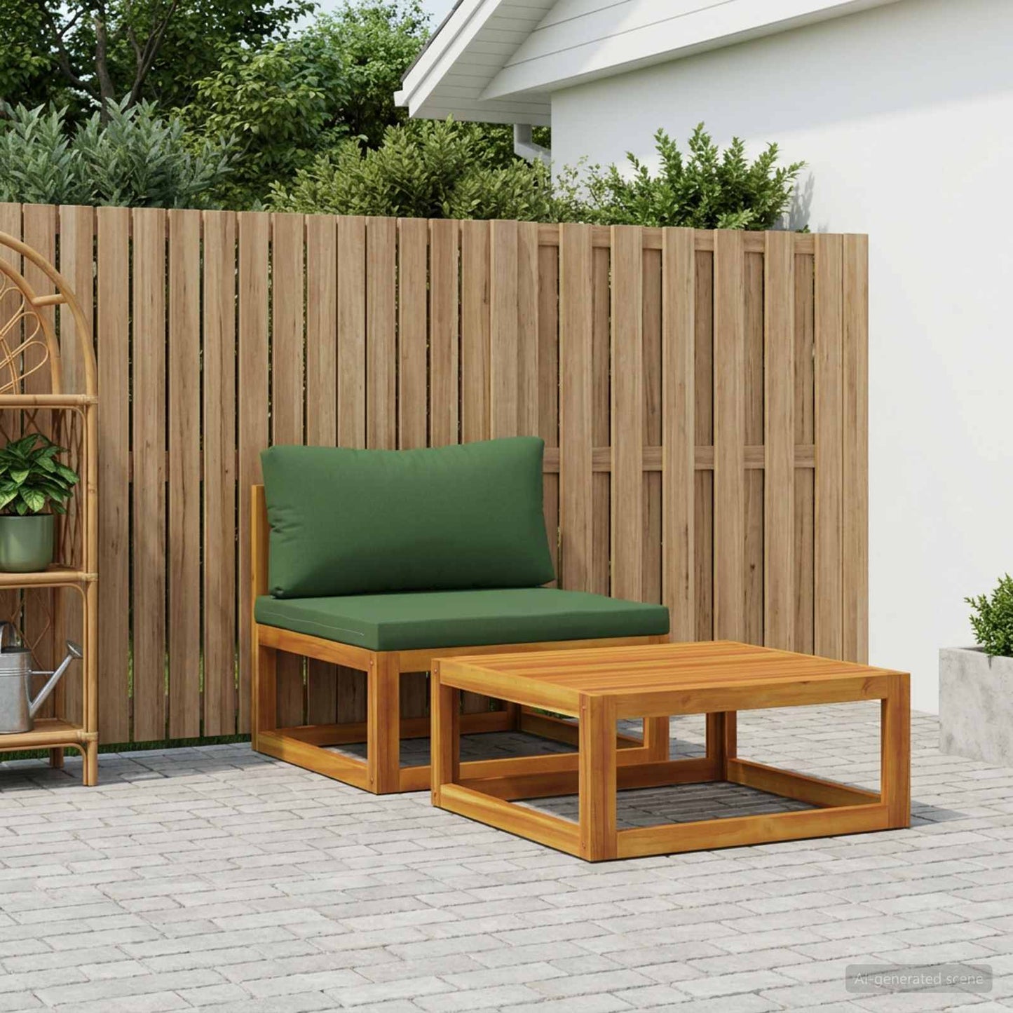 Sectional Sofa Set with Cushions 2 pcs Solid Acacia Wood