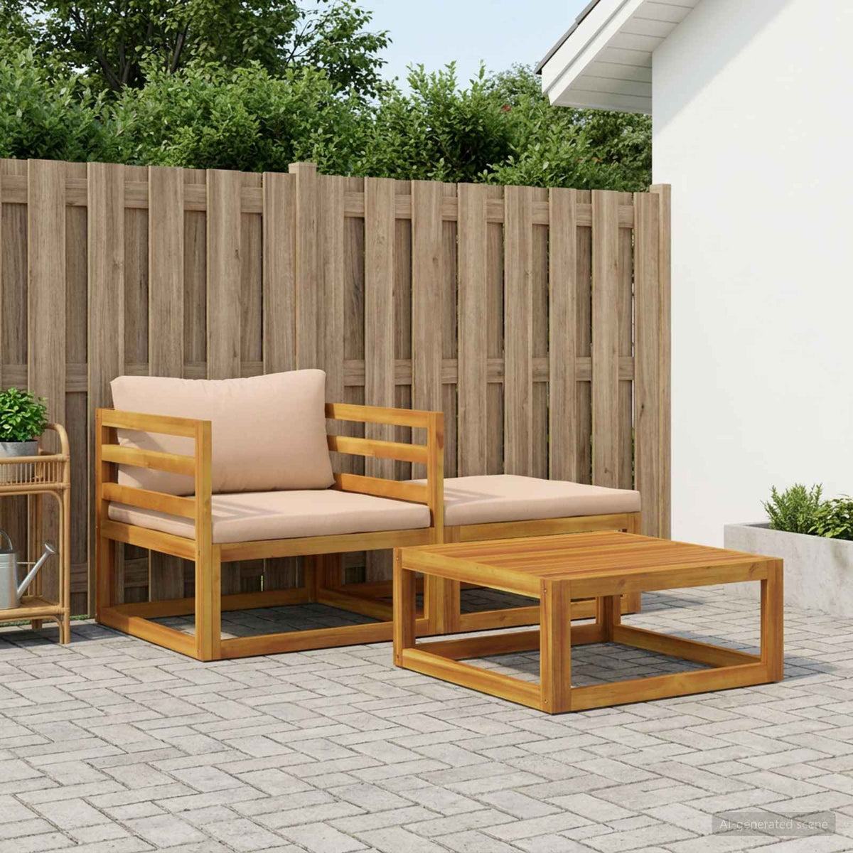 Sectional Sofa Set with Cushions 3 pcs 2-Seater