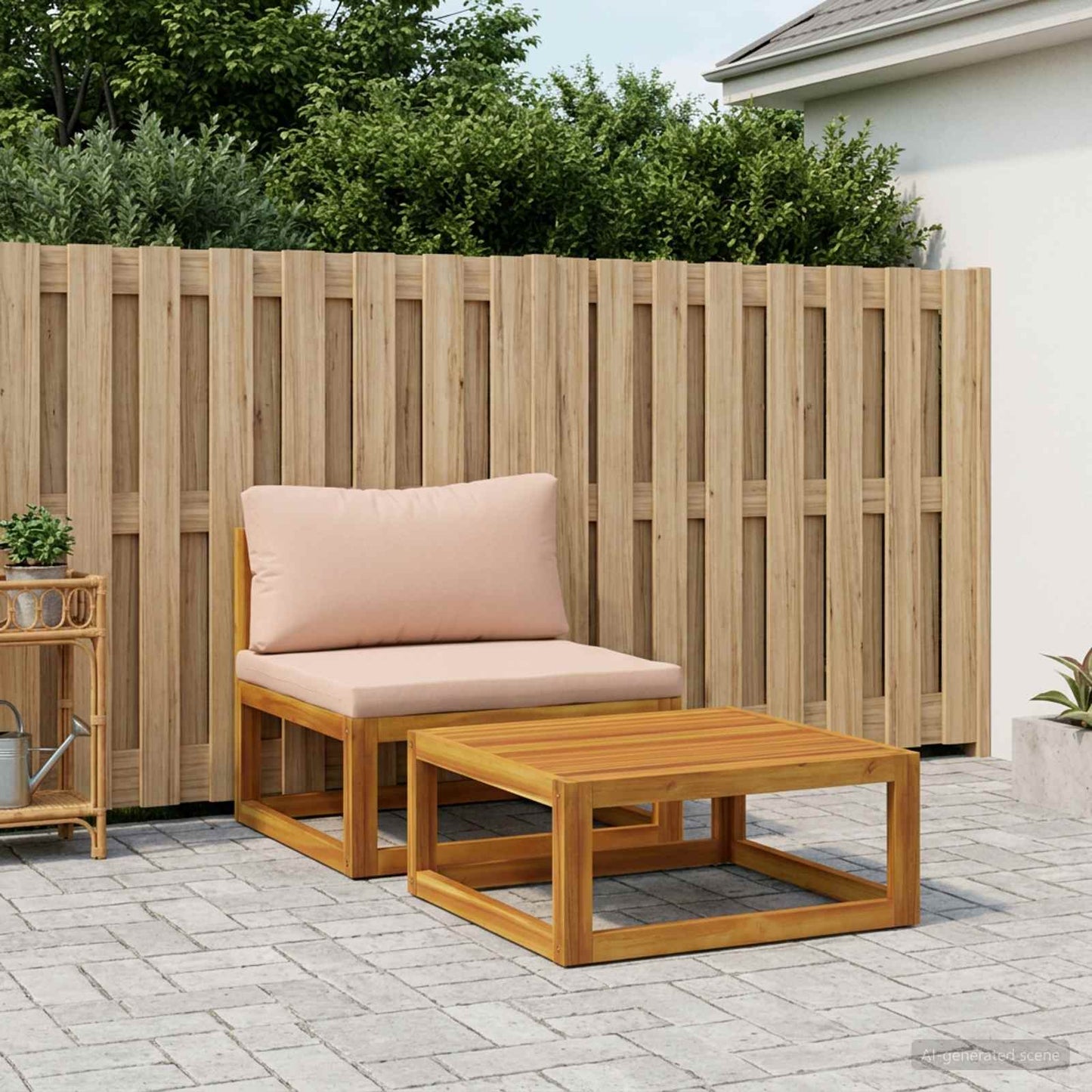 Sectional Sofa Set with Cushions 2 pcs Solid Acacia Wood