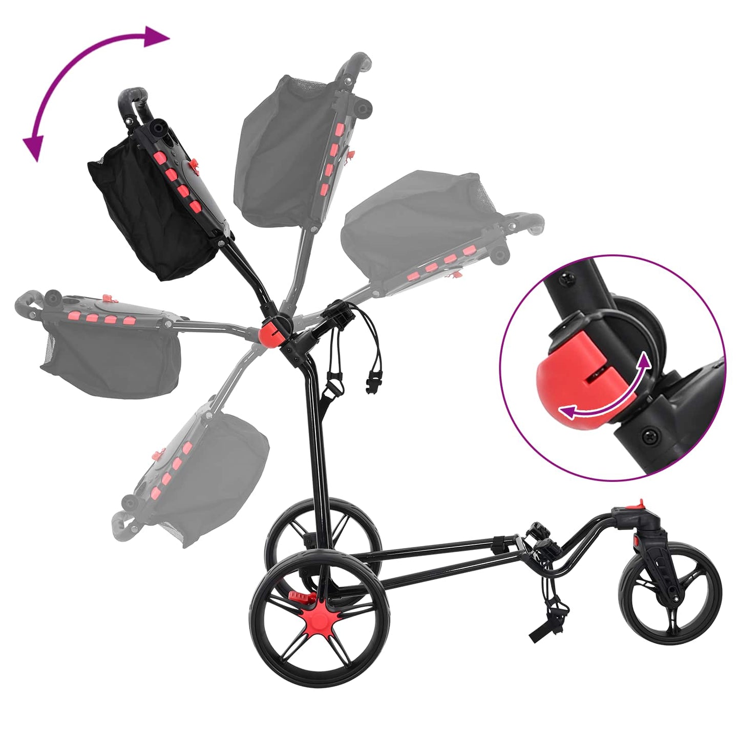 Golf Trolley Black Iron Foldable