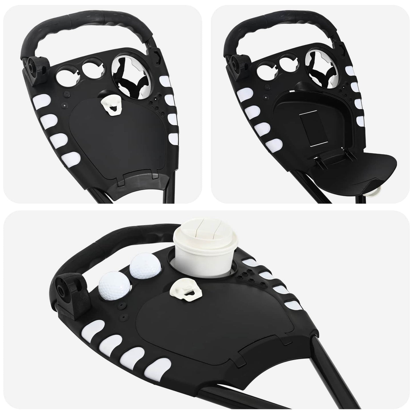 Golf Trolley with Seat Black and White Iron Foldable