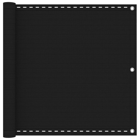 Balcony Screen Black 90 x 1200 cm HDPE and Aluminium