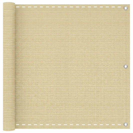 Balcony Screen Beige 90 x 1200 cm HDPE and Aluminium