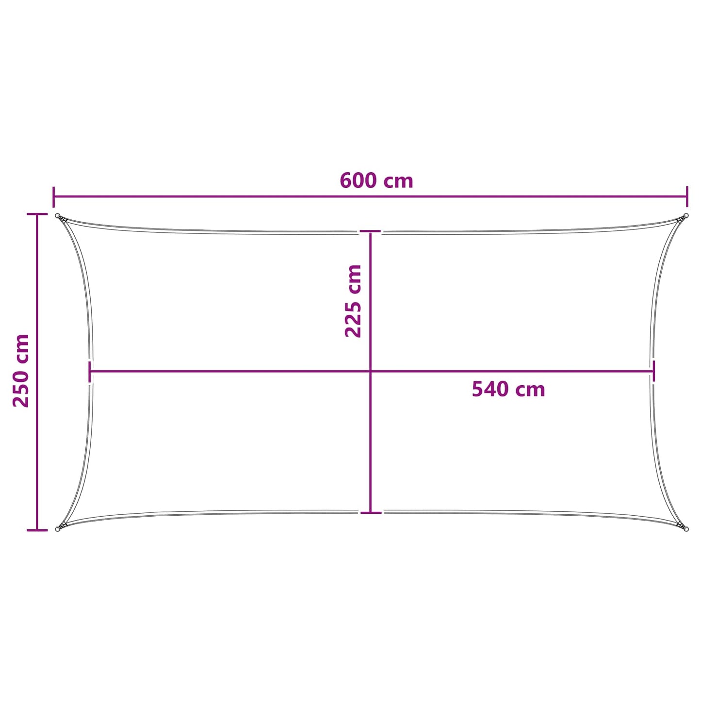 Sunshade Sail Black 2.5 x 6 m HDPE