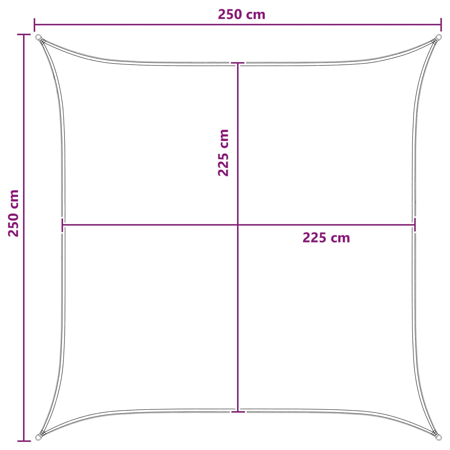 Sunshade Sail Anthracite and White 2.5 x 2.5 m HDPE