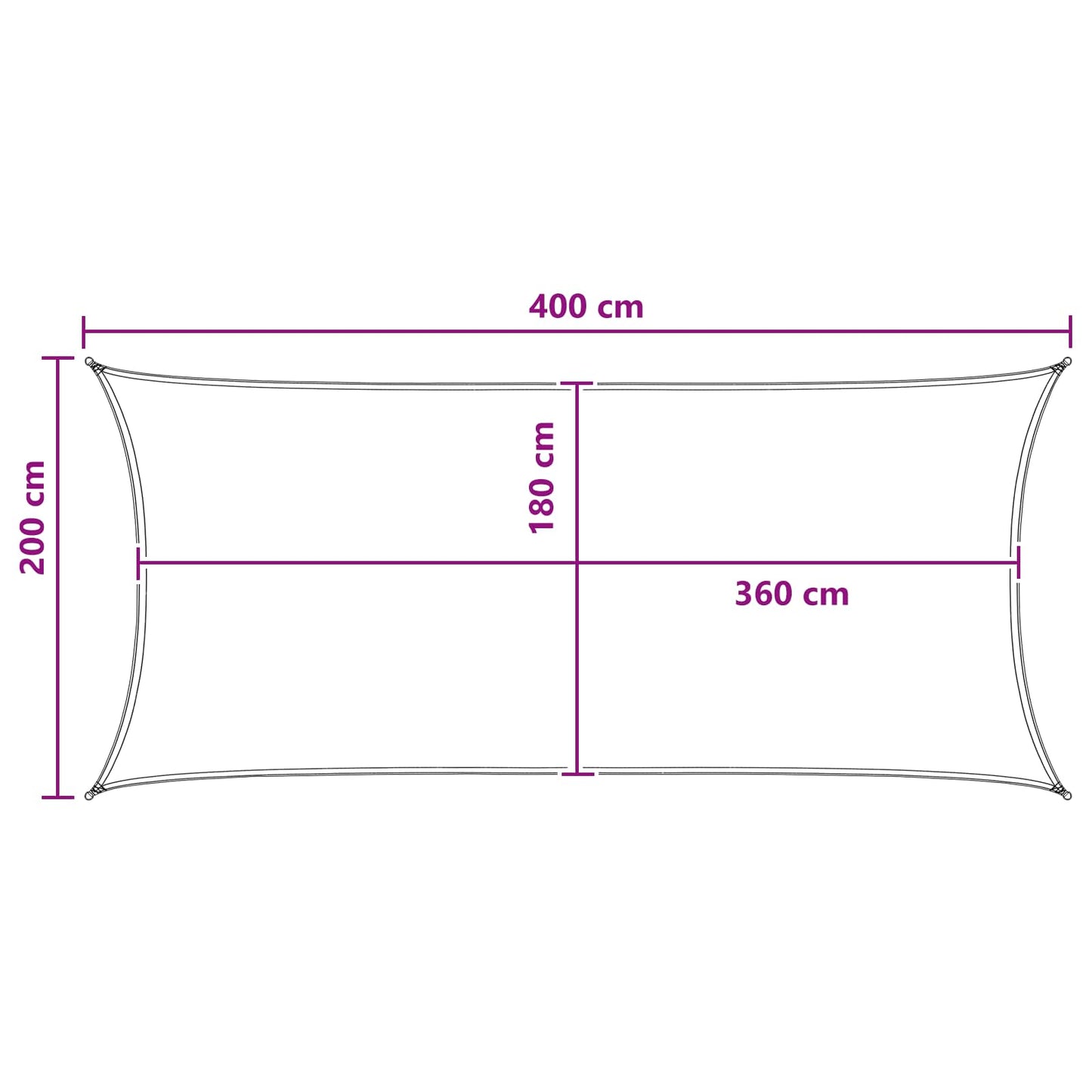 Sunshade Sail Anthracite and White 2 x 4 m HDPE
