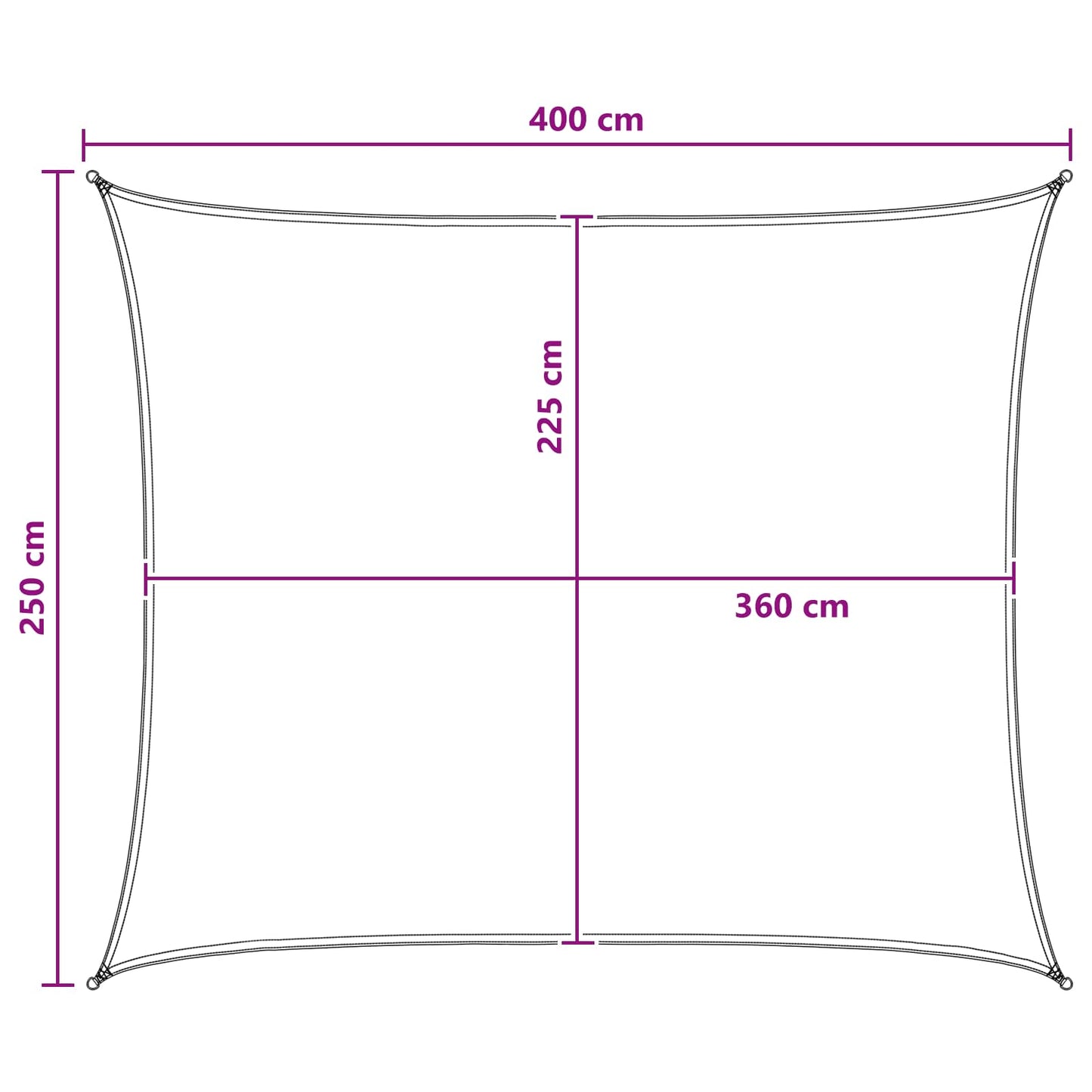 Sunshade Sail Anthracite and White 2.5 x 4 m HDPE