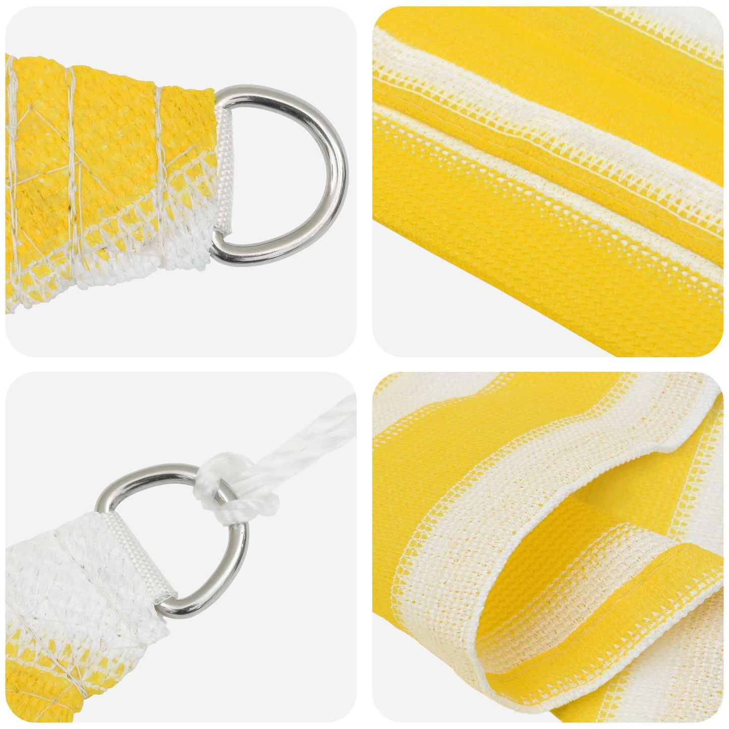 Sunshade Sail Yellow and White 4 x 4 m HDPE