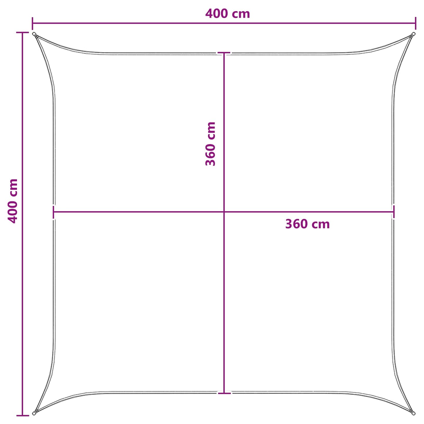 Sunshade Sail Yellow and White 4 x 4 m HDPE