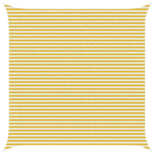 Sunshade Sail Yellow and White 5 x 5 m HDPE