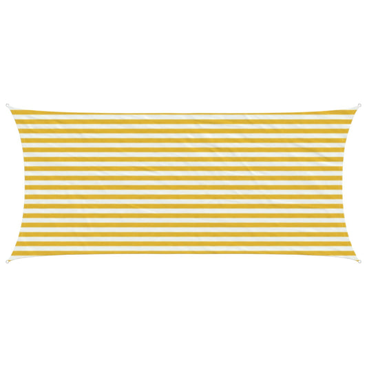 Sunshade Sail Yellow and White 2 x 5 m HDPE