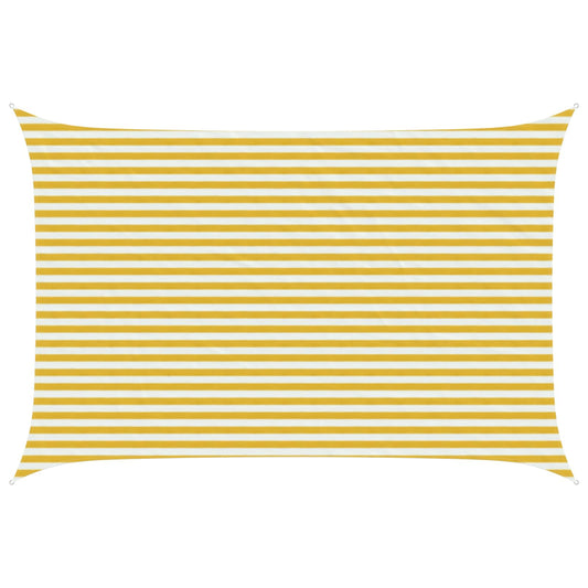 Sunshade Sail Yellow and White 3 x 4 m HDPE
