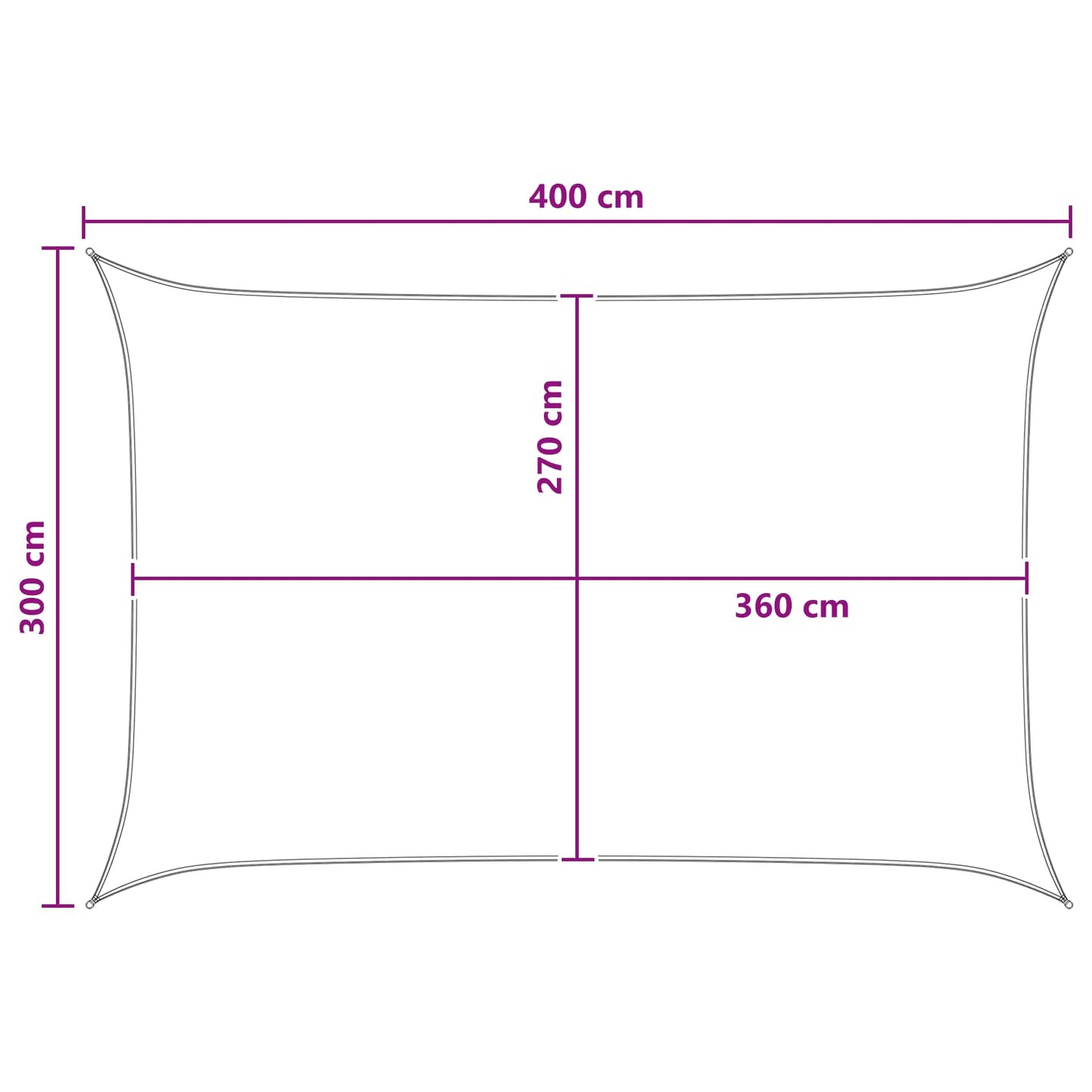 Sunshade Sail Yellow and White 3 x 4 m HDPE