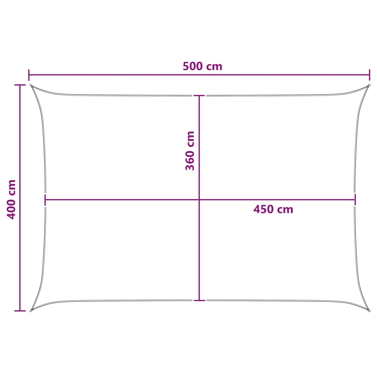 Sunshade Sail Yellow and White 4 x 5 m HDPE