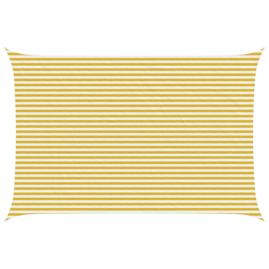 Sunshade Sail Yellow and White 4 x 6 m HDPE