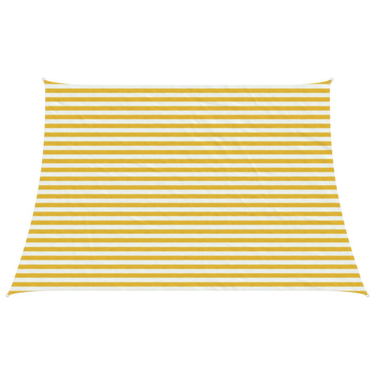 Sunshade Sail Yellow and White 4 / 5 x 3 m HDPE