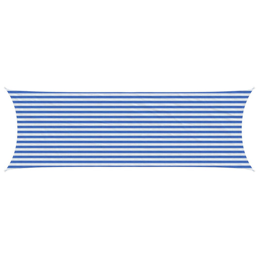 Sunshade Sail Blue and White 2 x 6 m HDPE