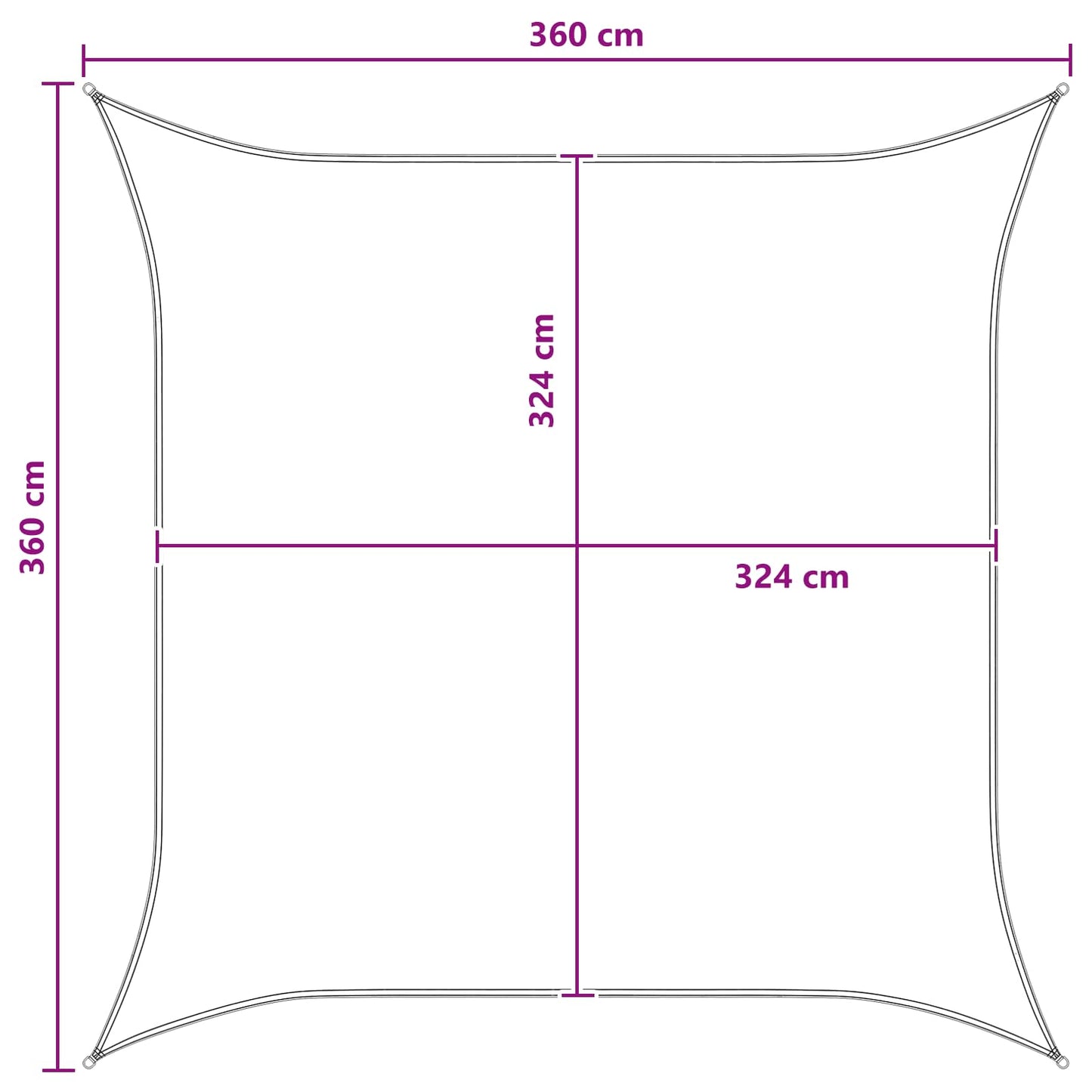 Sunshade Sail Light Grey and White 3.6 x 3.6 m HDPE
