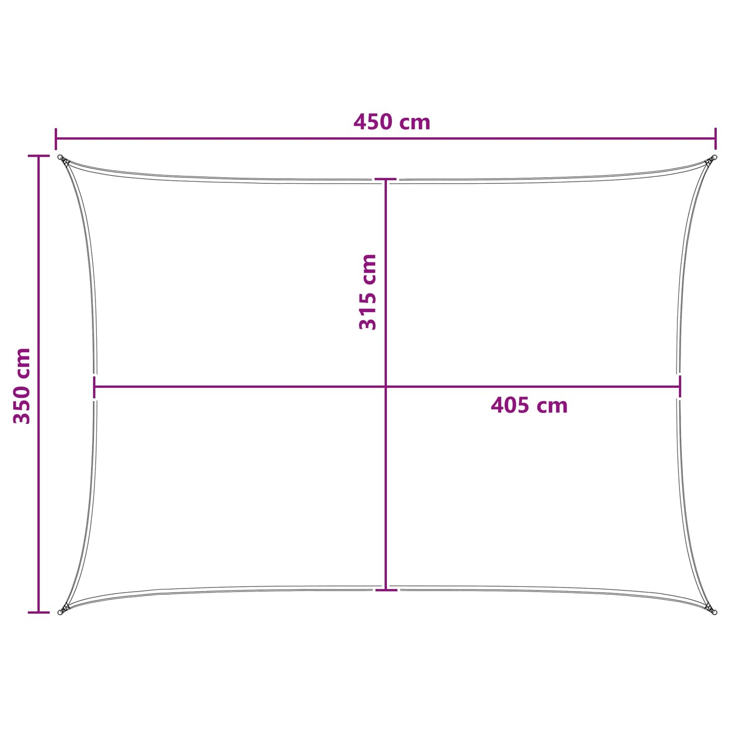 Sunshade Sail Light Grey and White 3.5 x 4.5 m HDPE