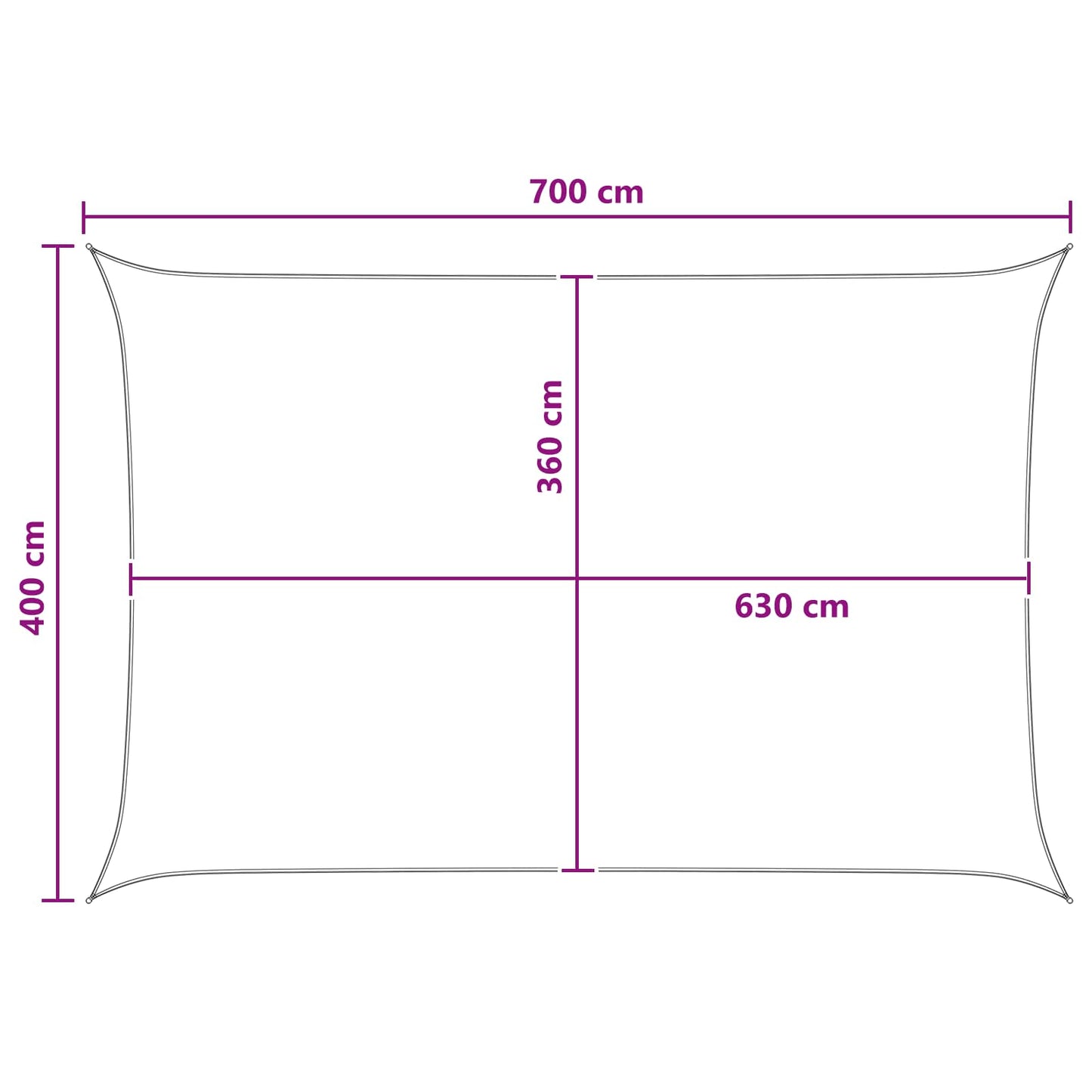 Sunshade Sail Light Grey and White 4 x 7 m HDPE
