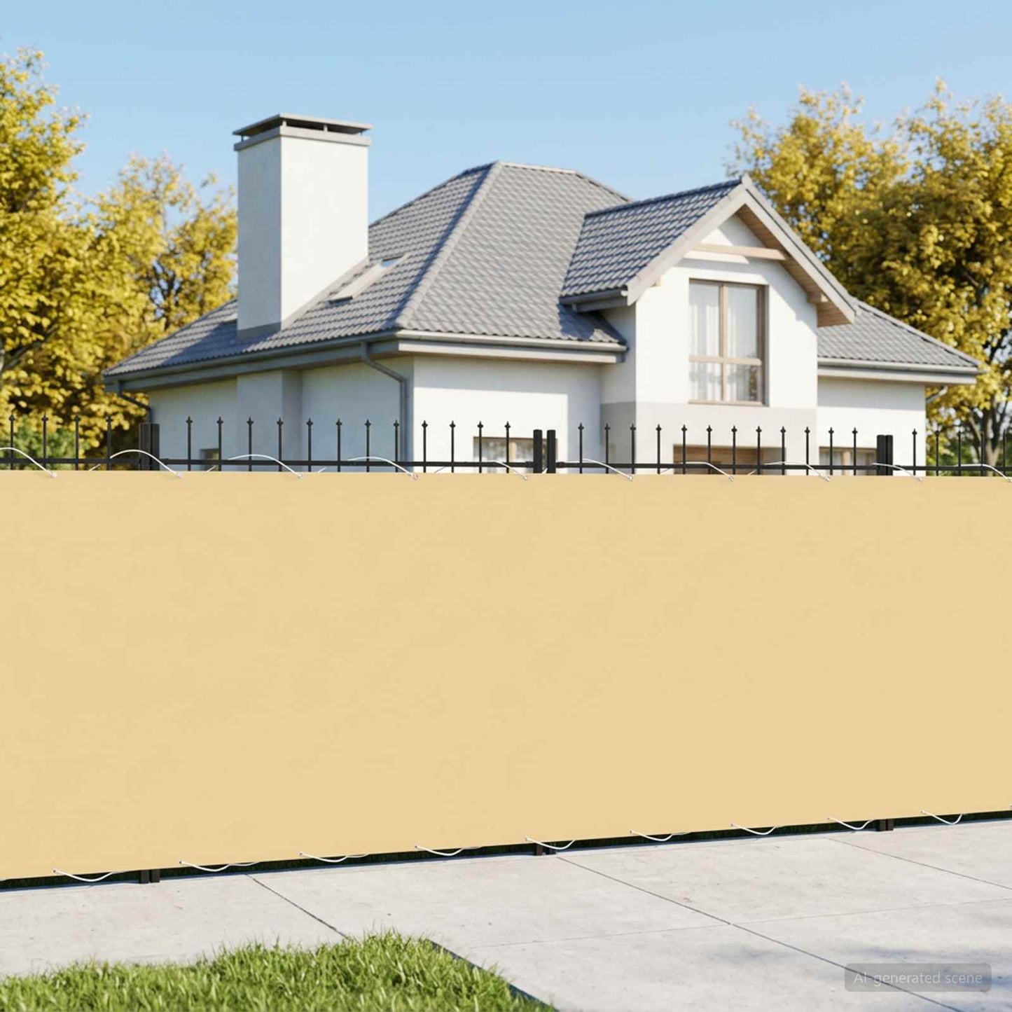 Balcony Privacy Screen 180 x 200 cm Fabric with PU Coated Sand