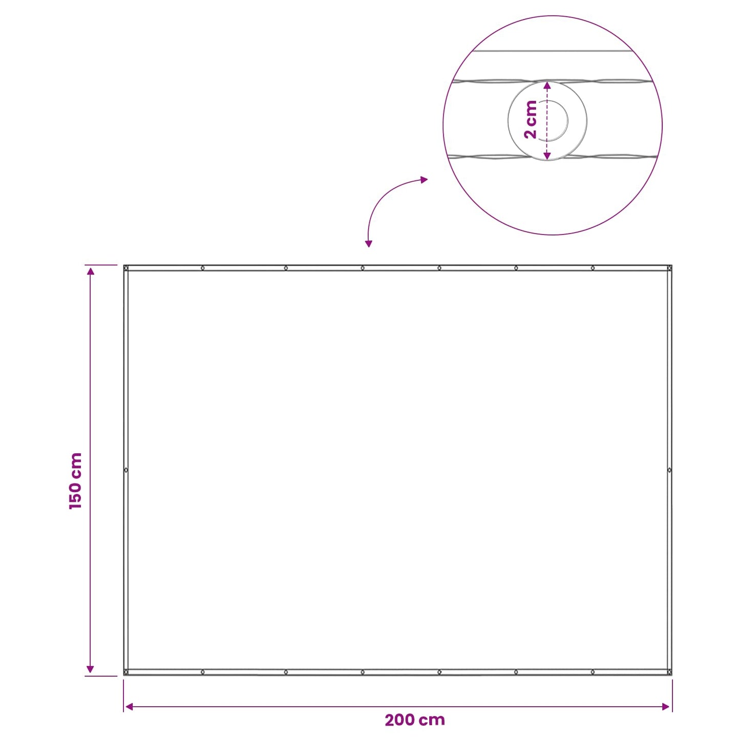 Balcony Privacy Screen 150 x 200 cm Fabric with PU Coated