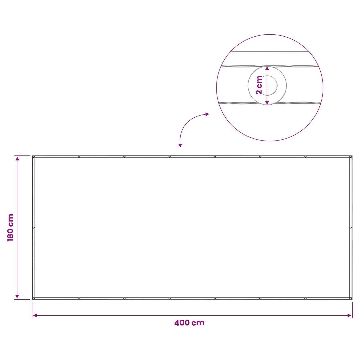 Balcony Privacy Screen 180 x 400 cm Fabric with PU Coated White