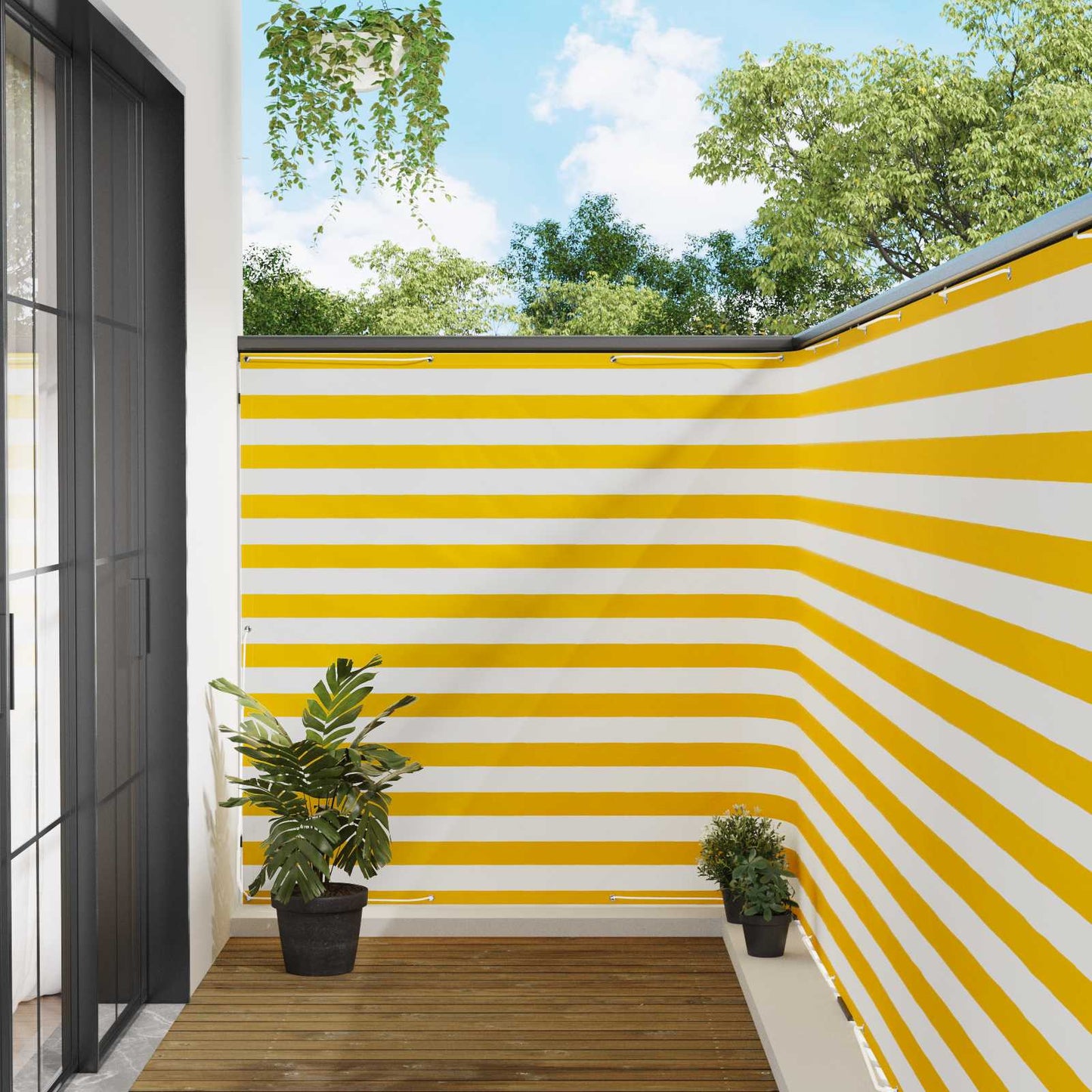 Balcony Privacy Screen 150 x 800 cm Fabric with PU Coated