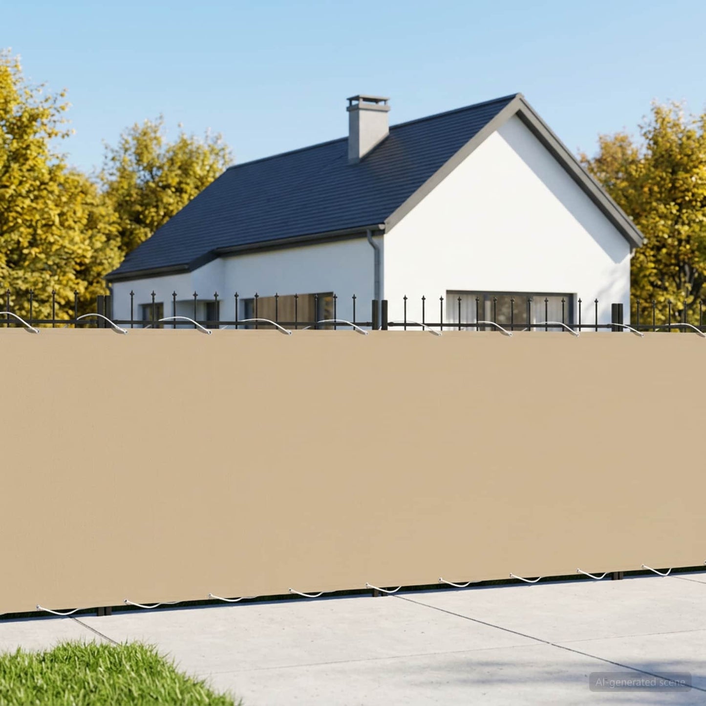 Balcony Privacy Screen 150 x 700 cm Fabric with PU Coated Beige