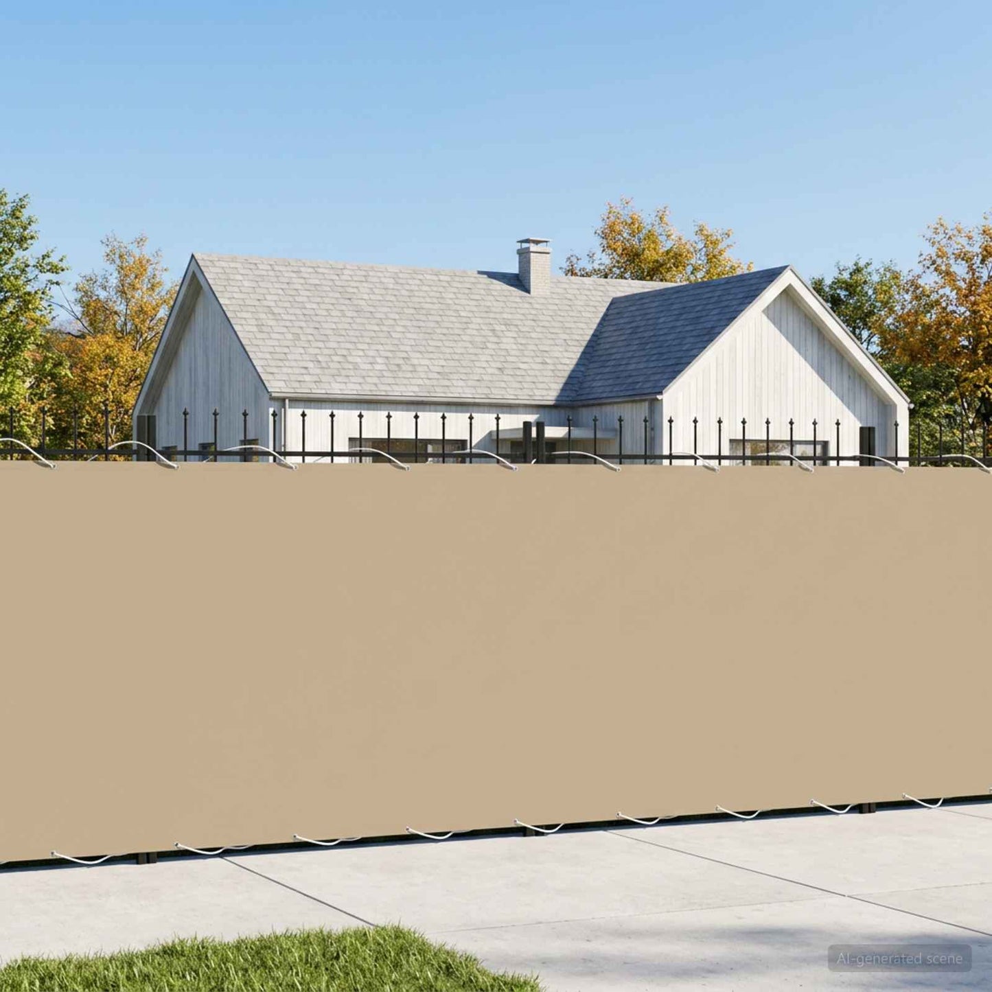 Balcony Privacy Screen 200 x 200 cm Fabric with PU Coated Beige