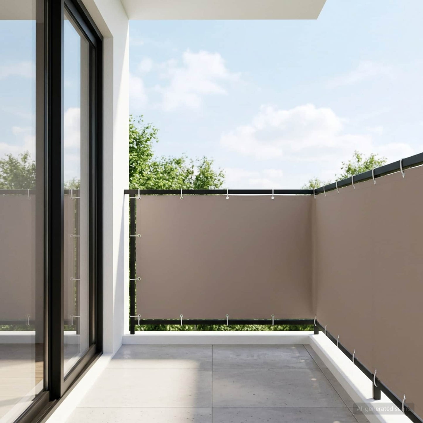 Balcony Privacy Screen 150 x 800 cm Fabric with PU Coated Taupe