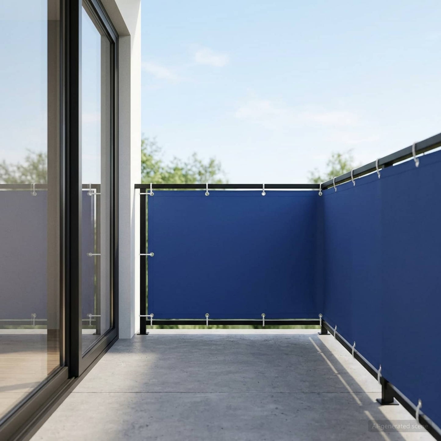 Balcony Privacy Screen 150 x 400 cm Fabric with PU Coated Blue