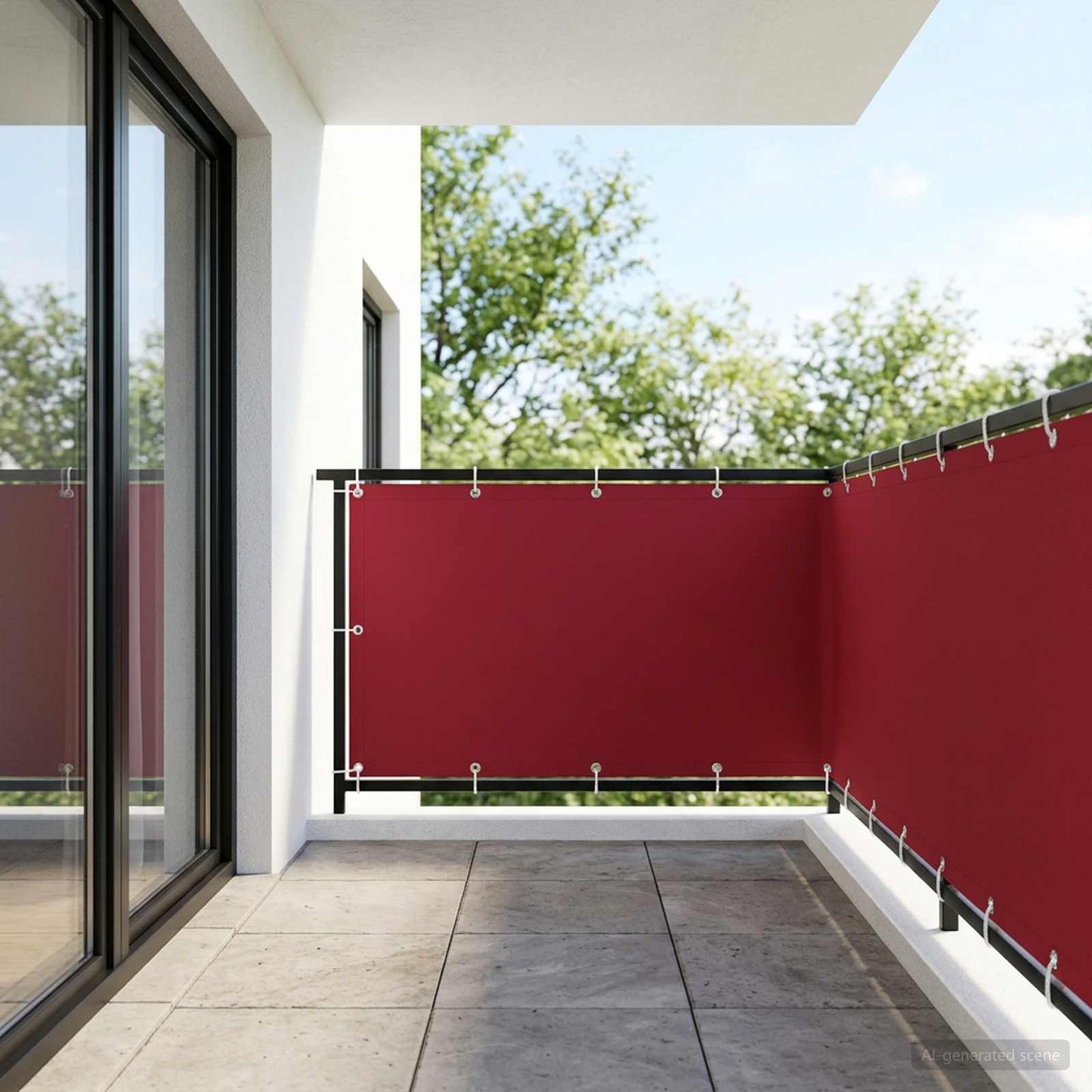 Balcony Privacy Screen 150 x 800 cm Fabric with PU Coated Red