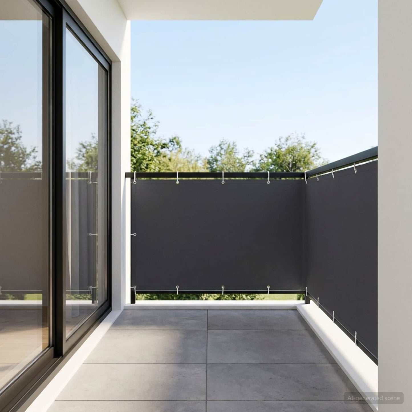 Balcony Privacy Screen 150 x 800 cm Fabric with PU Coated Black
