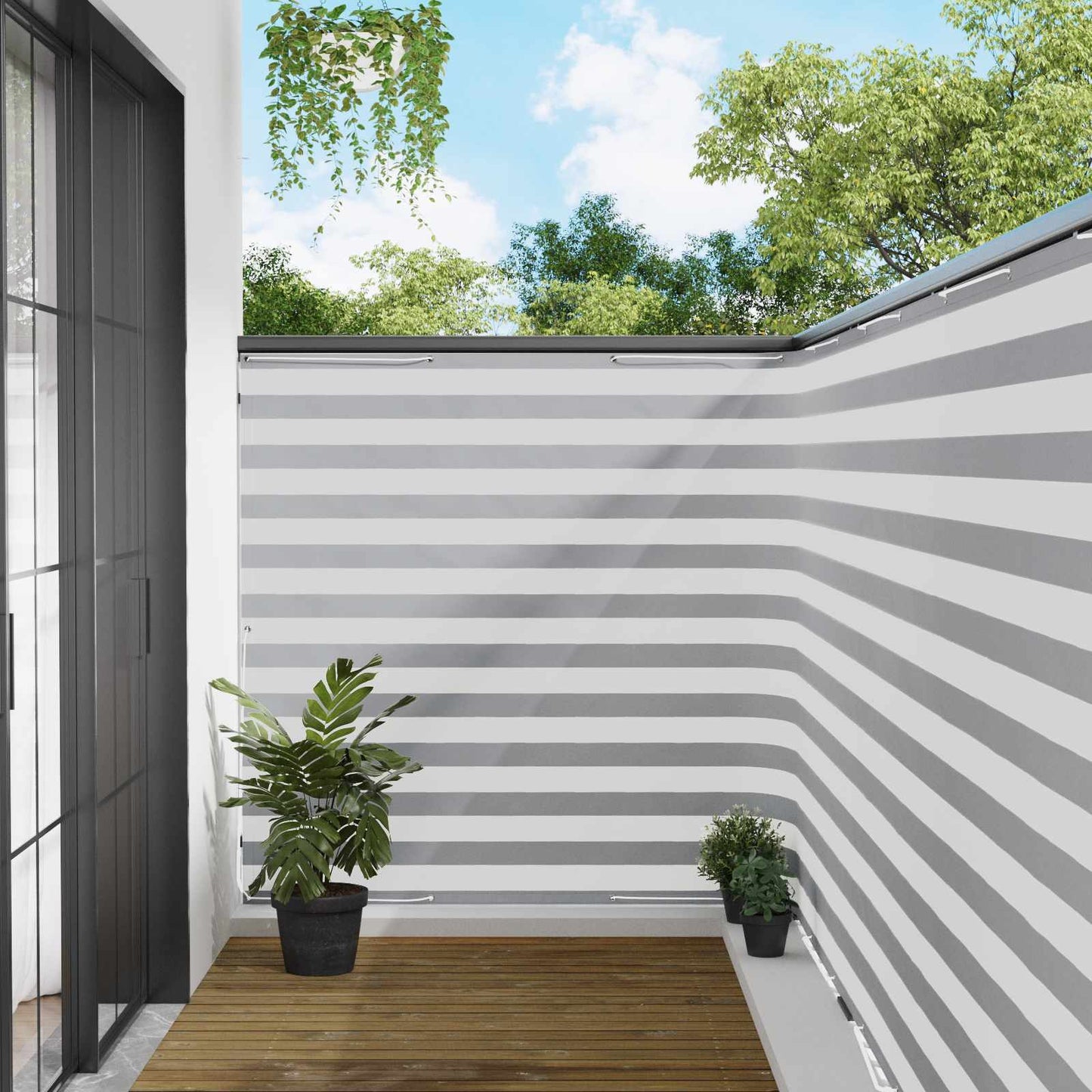 Balcony Privacy Screen 150 x 800 cm Fabric with PU Coated