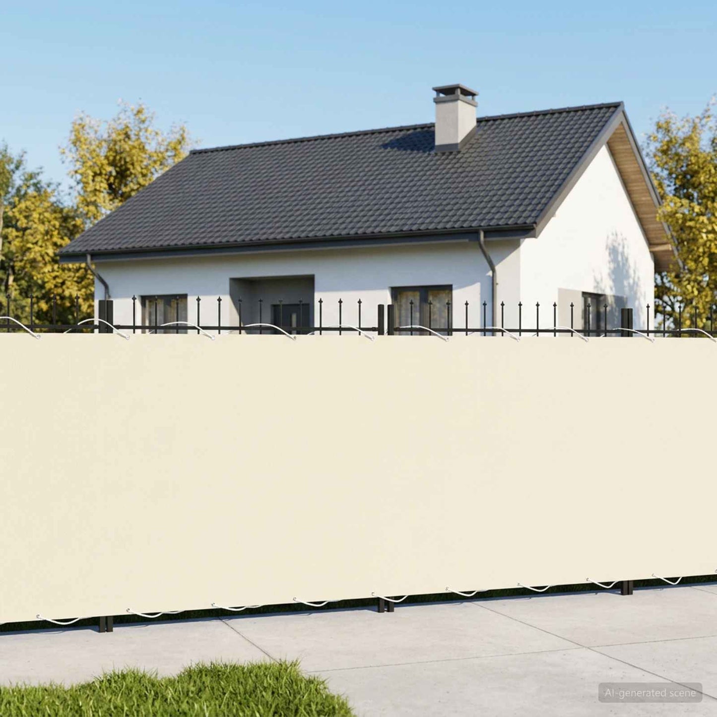 Balcony Privacy Screen 1.2 x 15 m Fabric with PU Coated Cream