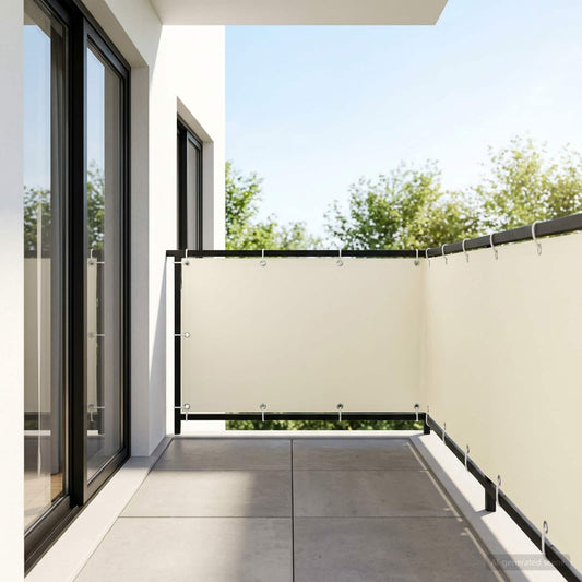 Balcony Privacy Screen 1.2 x 25 m Fabric with PU Coated Cream