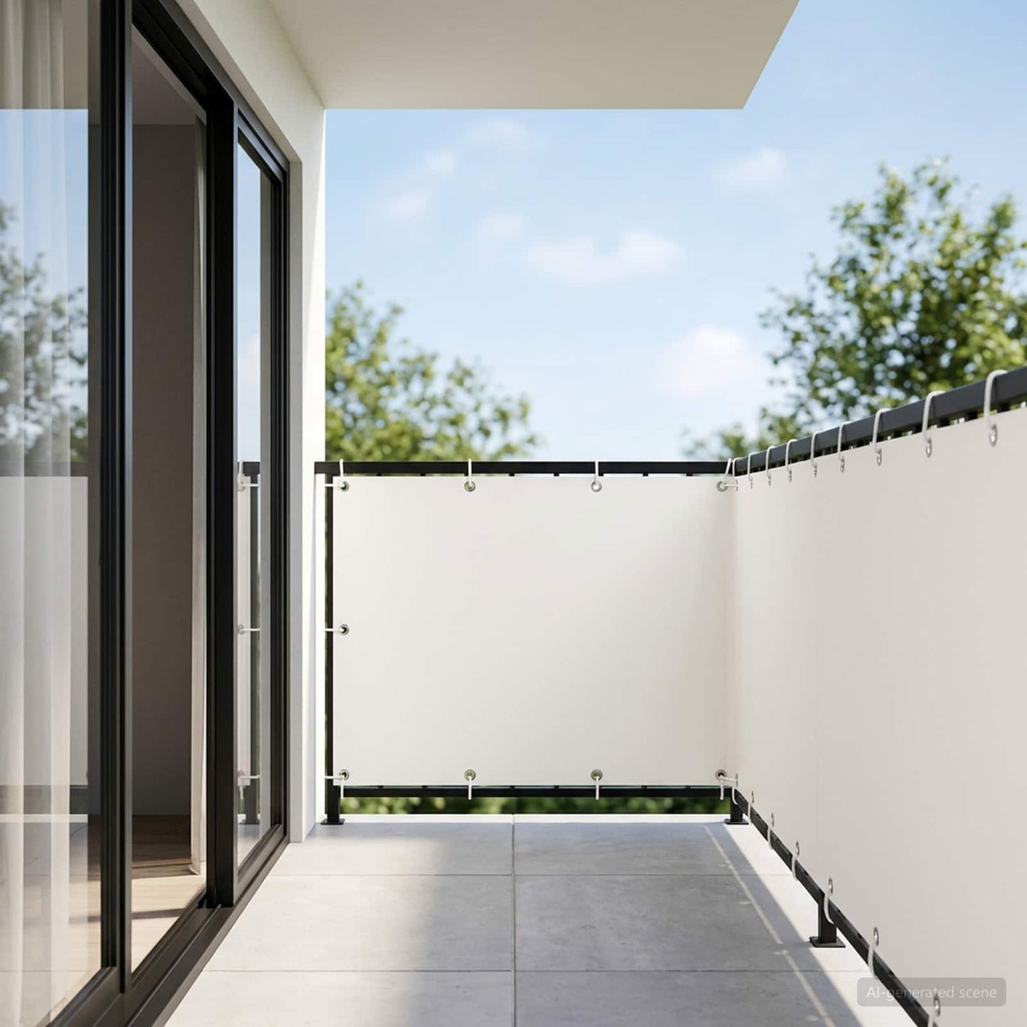 Balcony Privacy Screen 1.5 x 25 m Fabric with PU Coated White