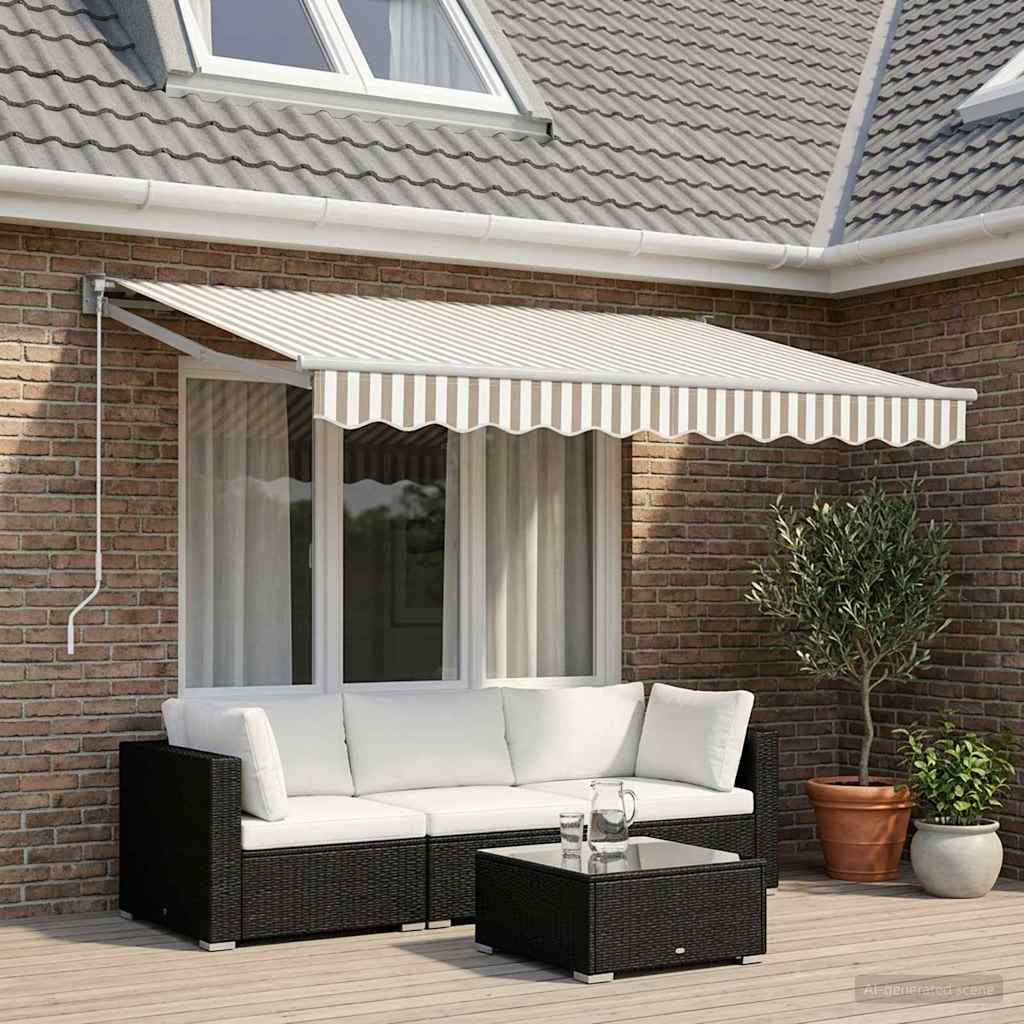 Retractable Awning Light Grey and White 3 x 2 m
